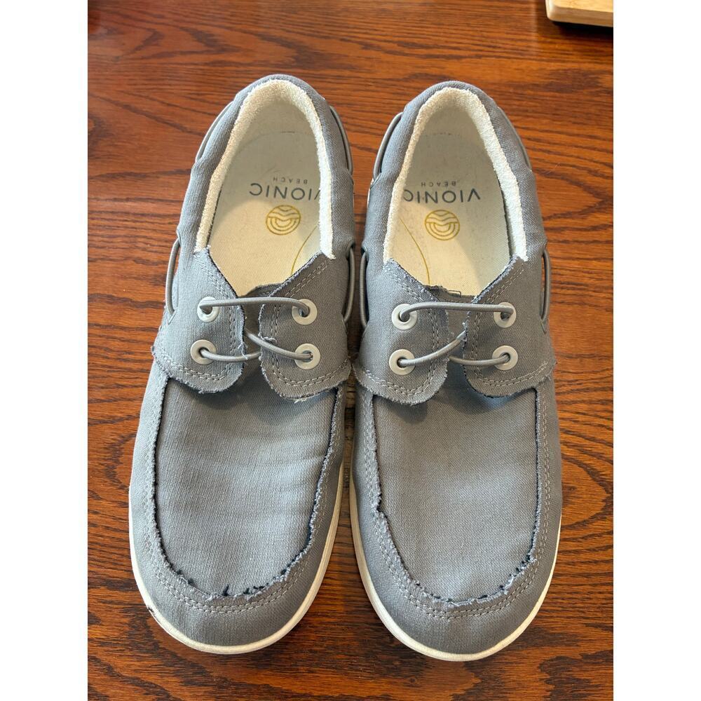 Vionic Beach Skipper Boat Shoe Casual Comfort Gray Men's 8.5